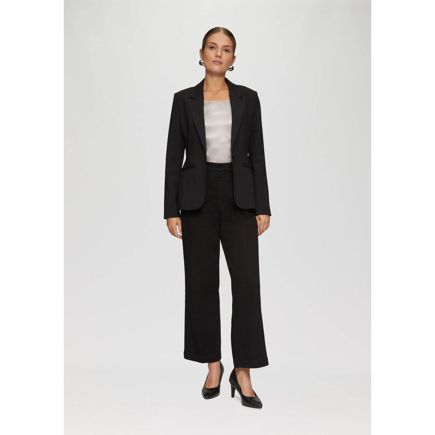 s.Oliver BLACK LABEL satijnen blousetop lichtgrijs