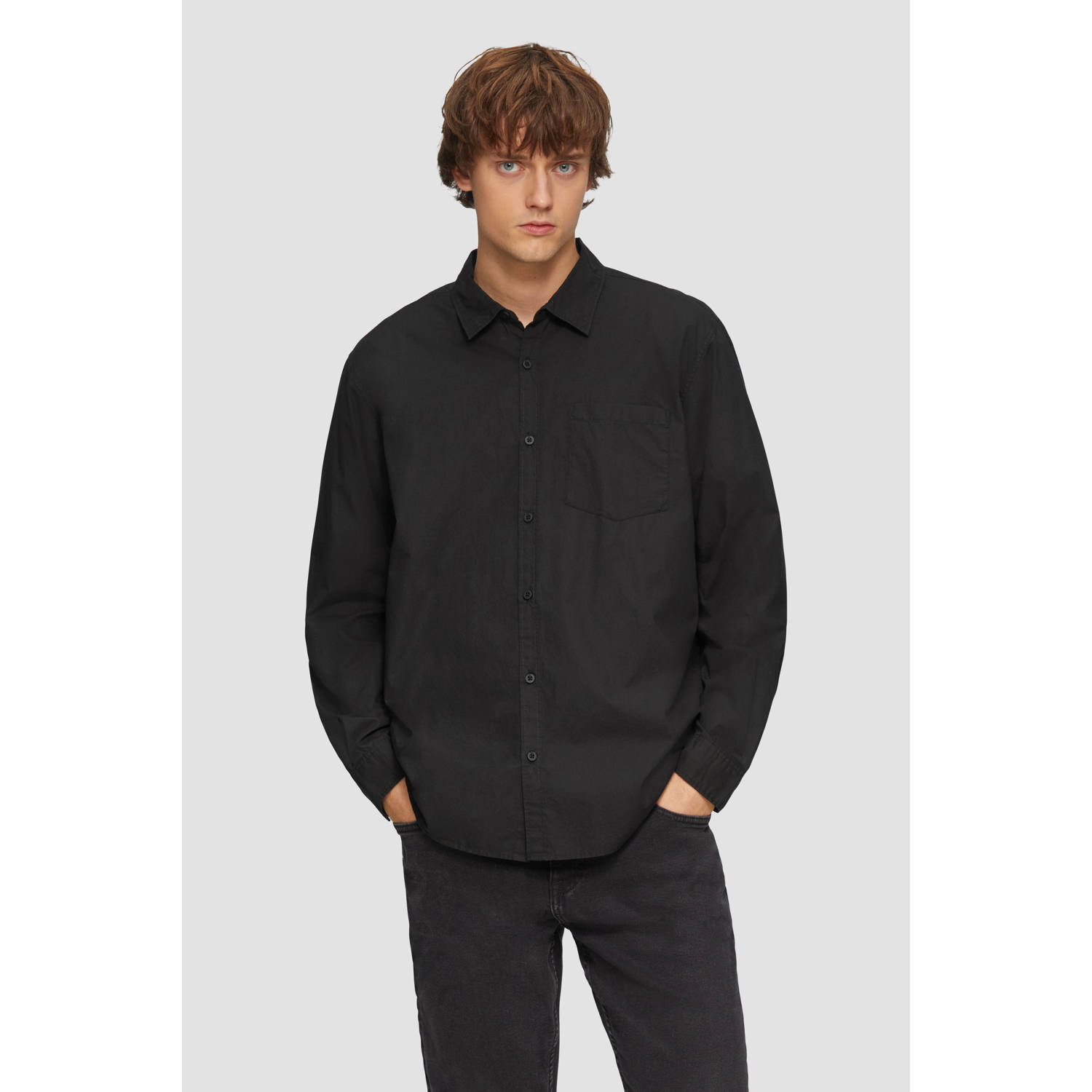 Q S by s.Oliver casual overhemd zwart