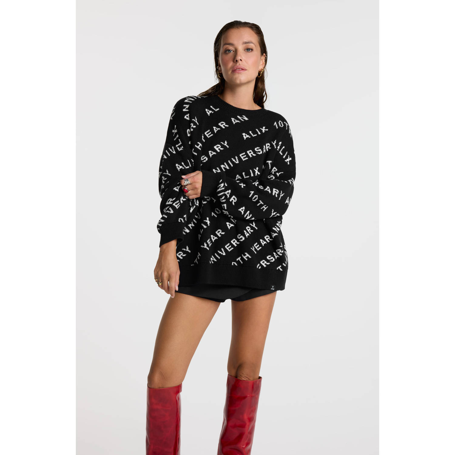 Alix The Label Gebreide trui met tekst Black Dames
