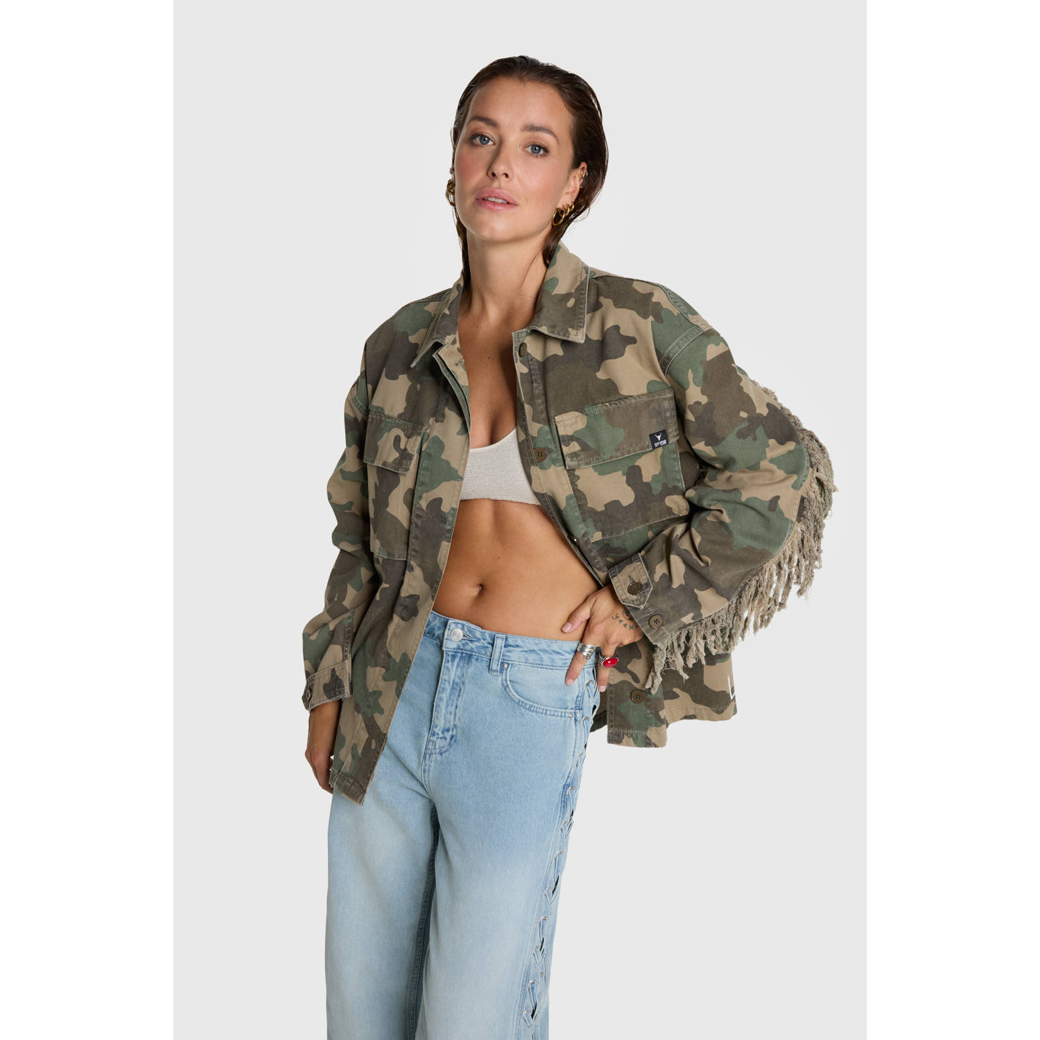 Alix the Label jasje met camouflageprint groen
