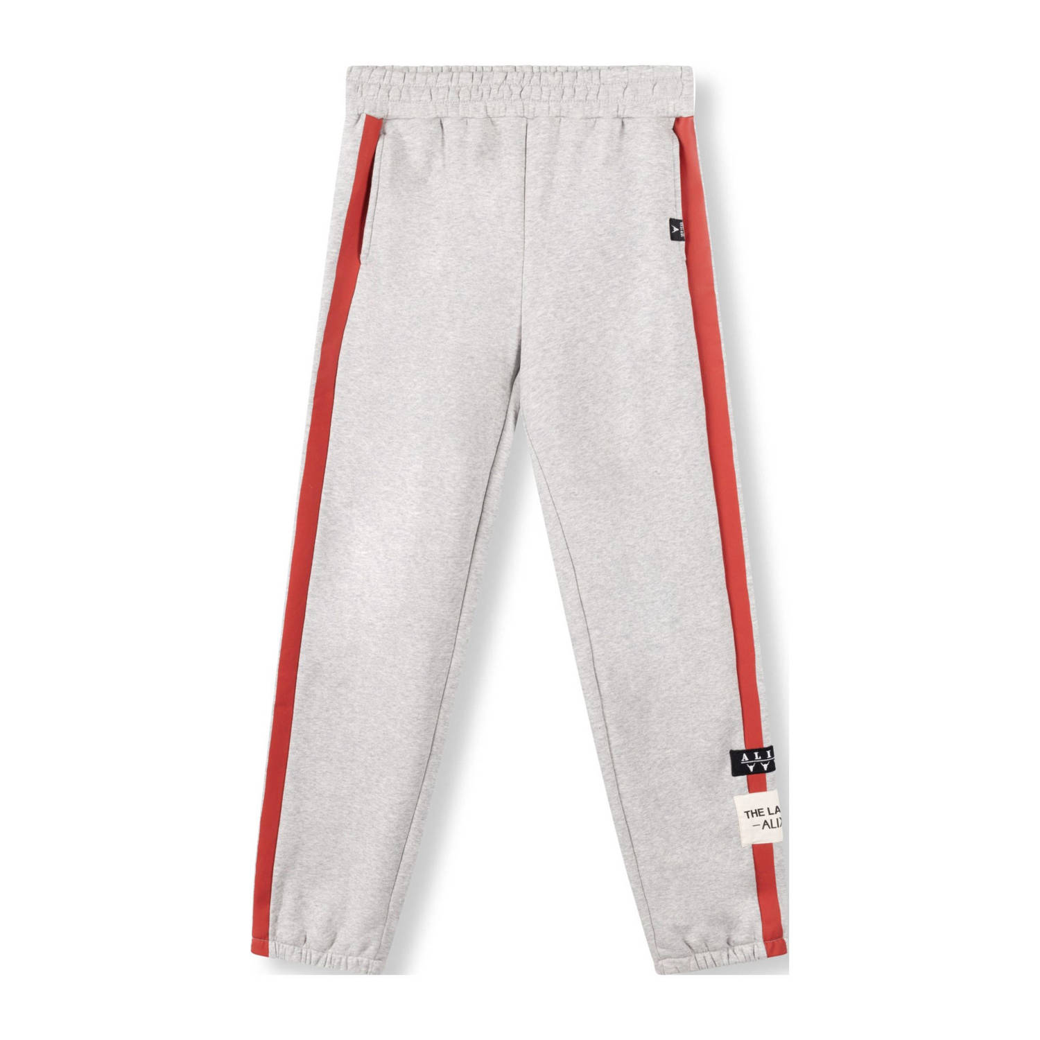 Alix the Label gestreepte high waist loose fit broek grijs rood