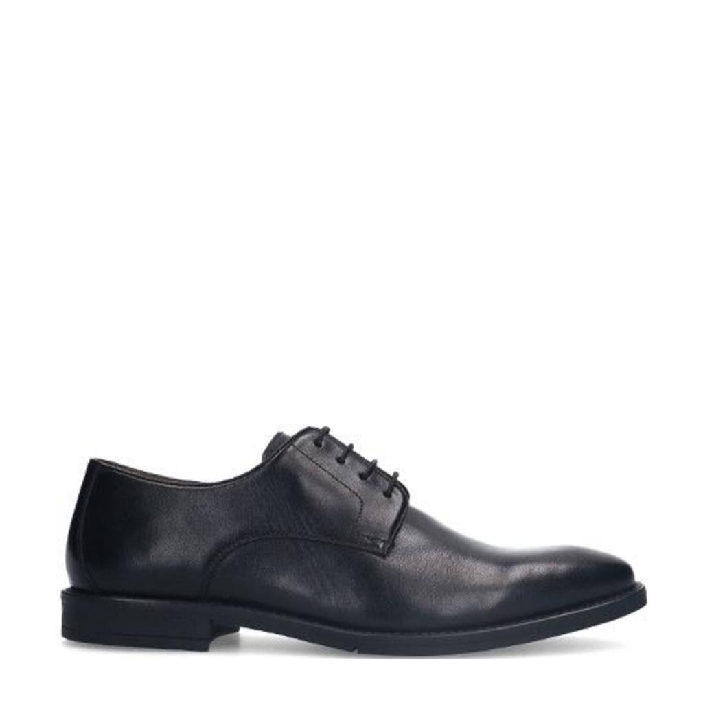 Zwarte heren Manfield leren veterschoenen