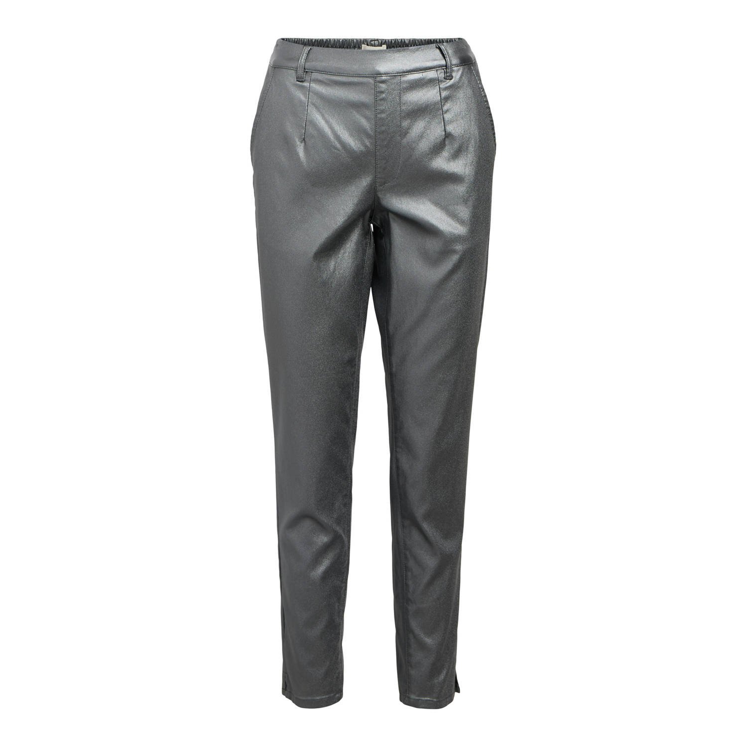 Object Grijze Coated Pantalon voor Vrouwen Gray Dames