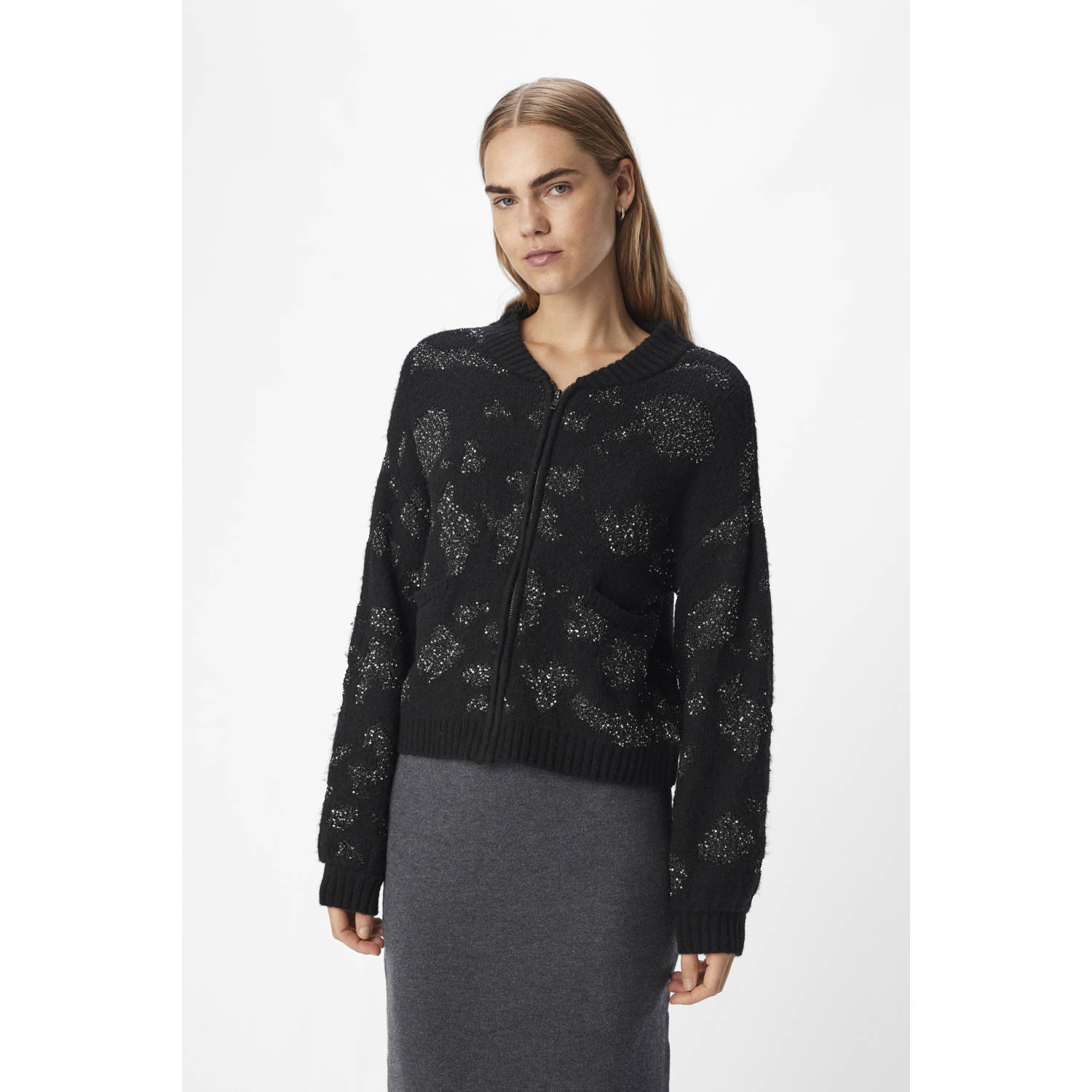 OBJECT Dames Truien & Vesten Objalora Knit Re L s Cardigan Zwart