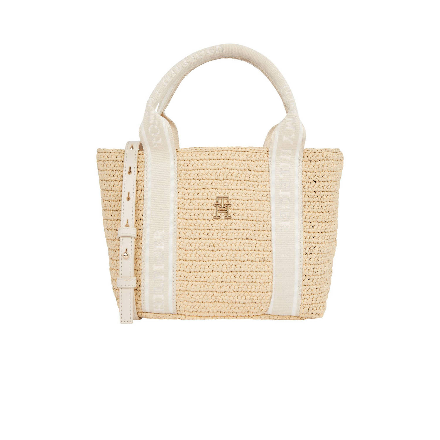 Tommy Hilfiger raffia mini handtas TH Spring naturel