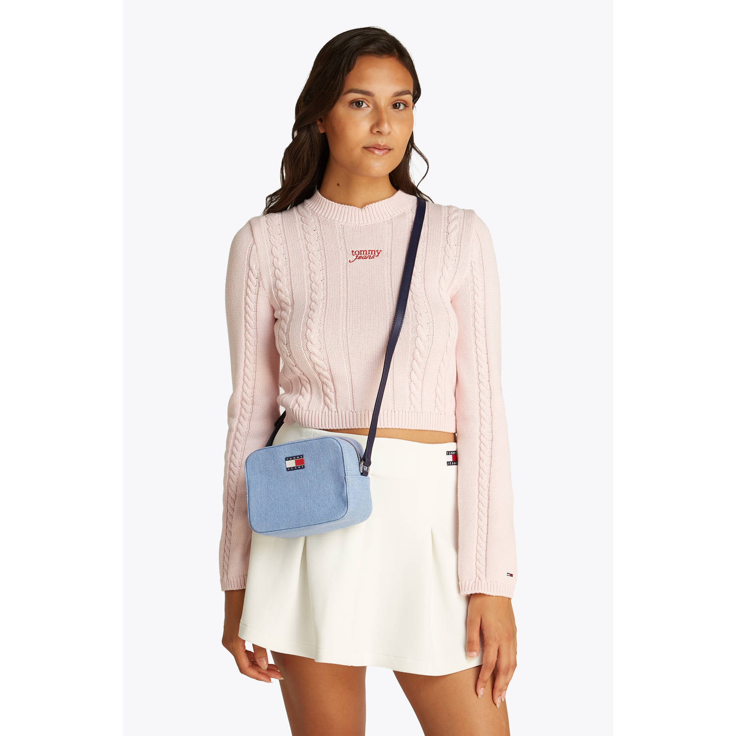 TOMMY JEANS Camerazak TJW ESS MUST CAMERA BAG DENIM dames schoudertas handtas mini tas met logovlag