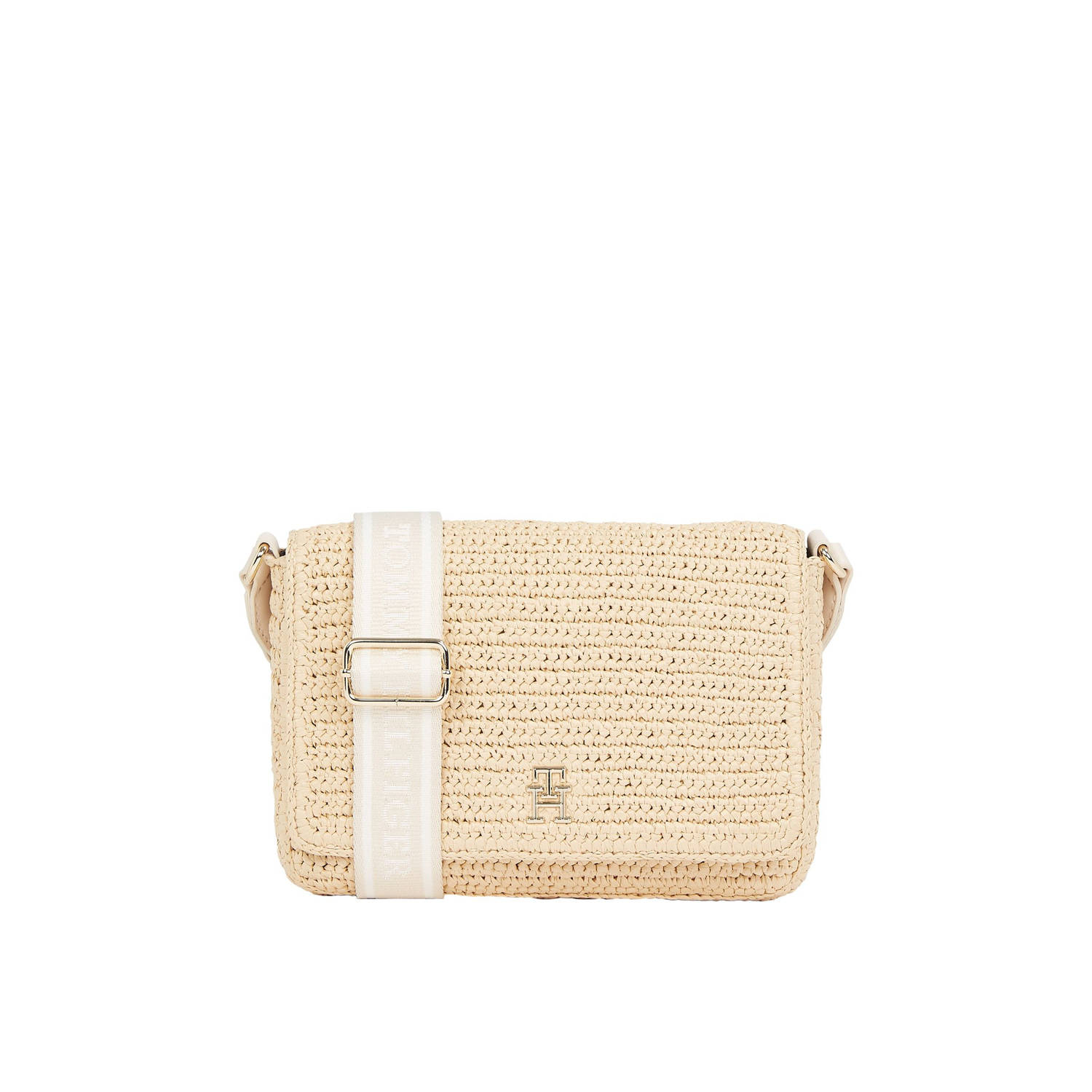 Tommy Hilfiger raffia crossbody tas TH Spring naturel