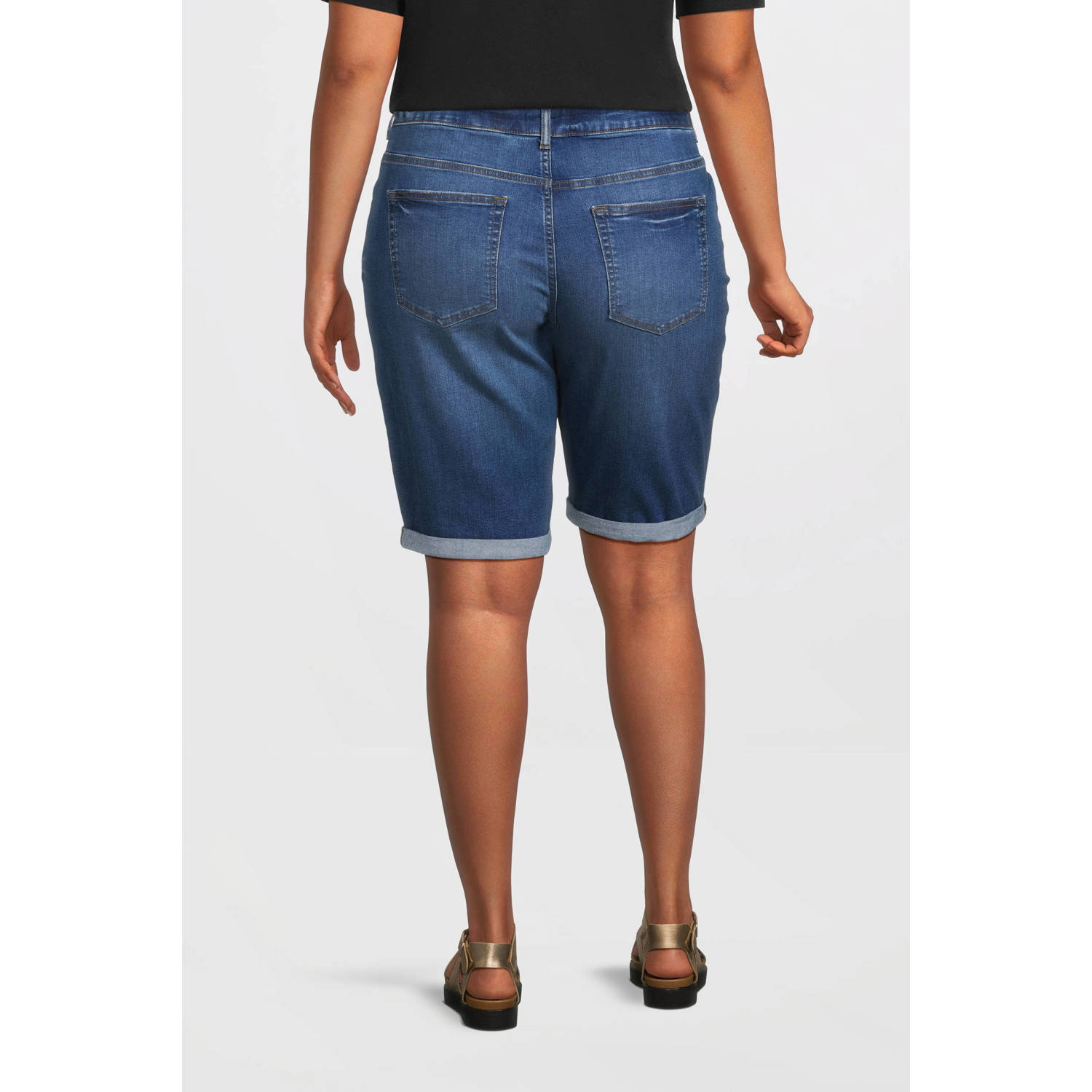 anytime regular fit denim short blauw