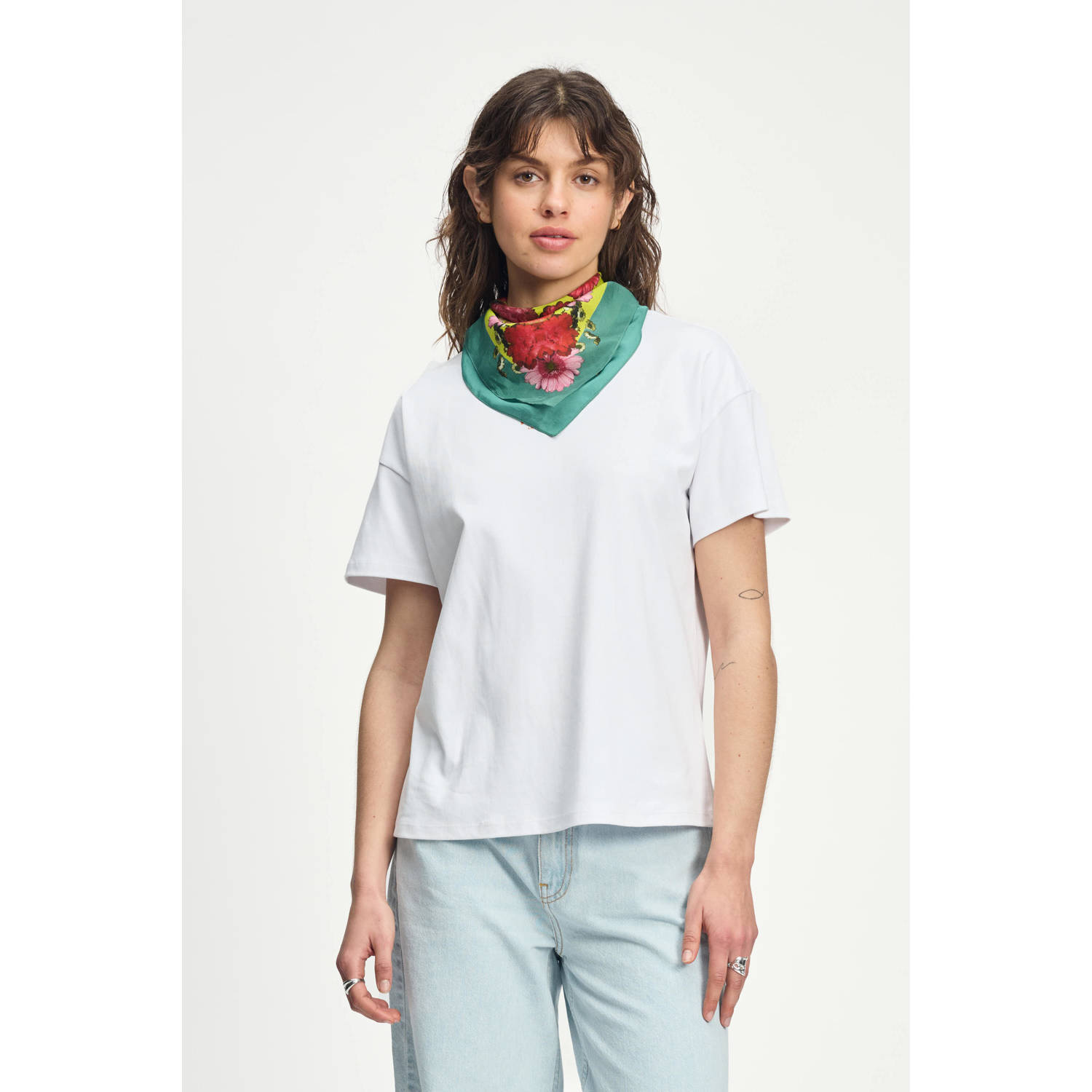 POM Amsterdam sjaaltje Bouquet Petite groen roze