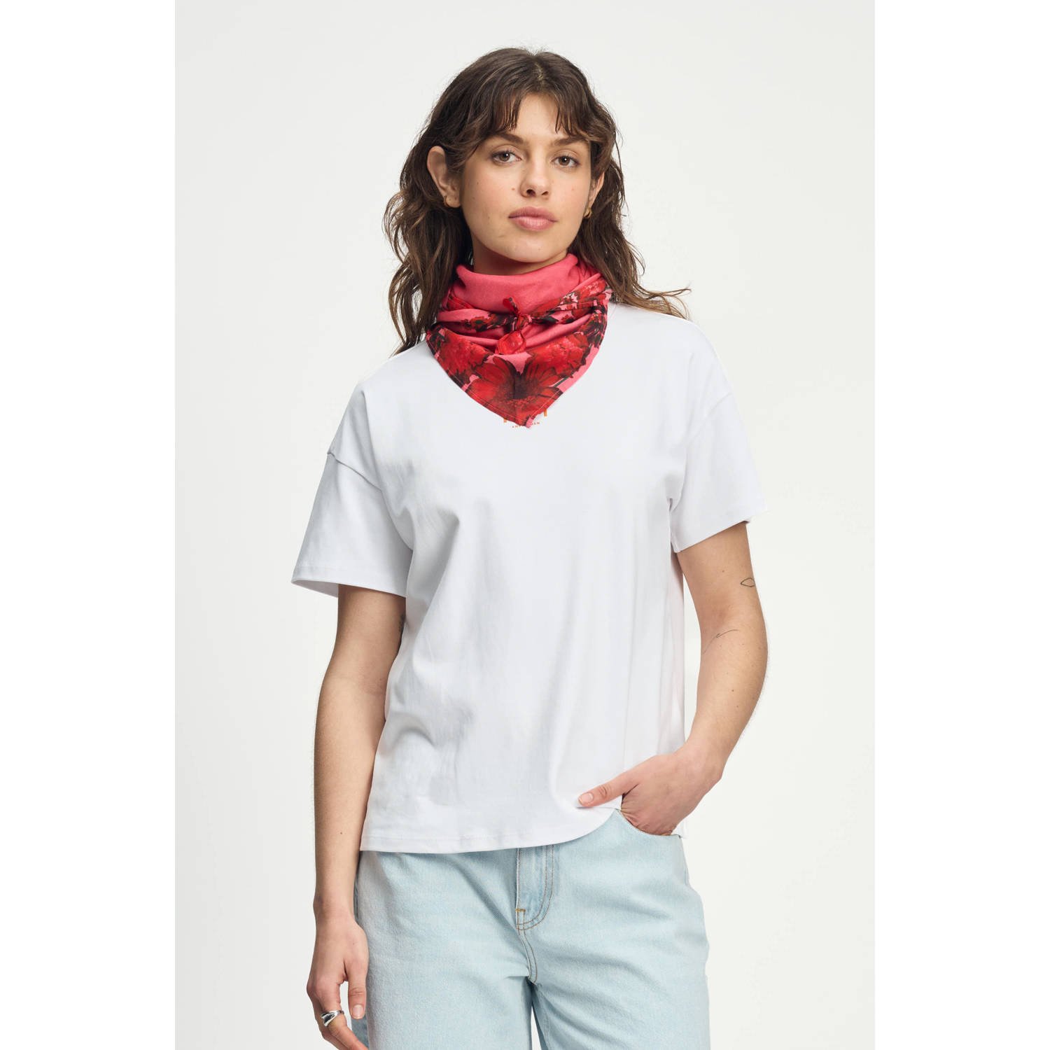 POM Amsterdam sjaal Raspberry Bouquet rood