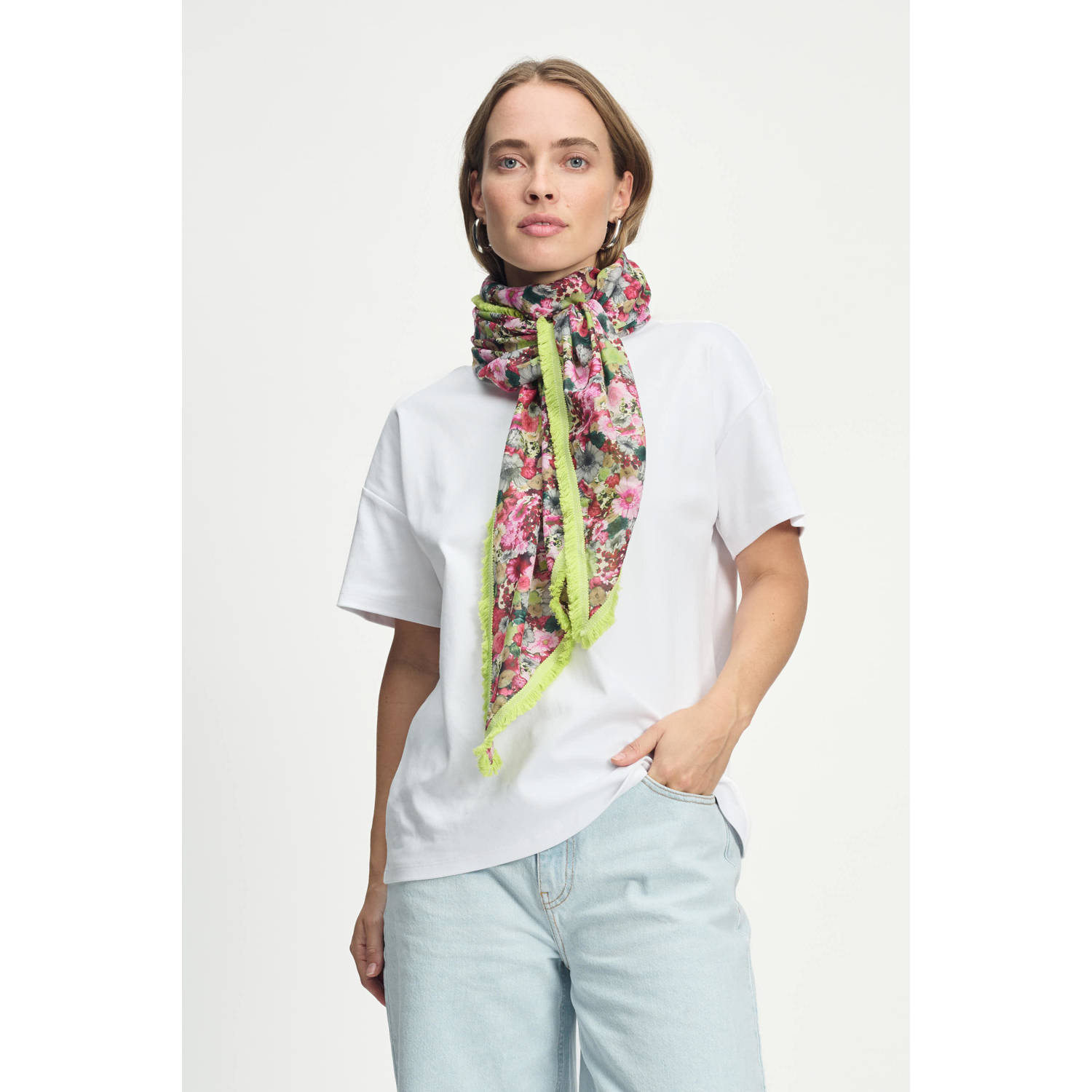 POM Amsterdam sjaal Love Bouquet roze