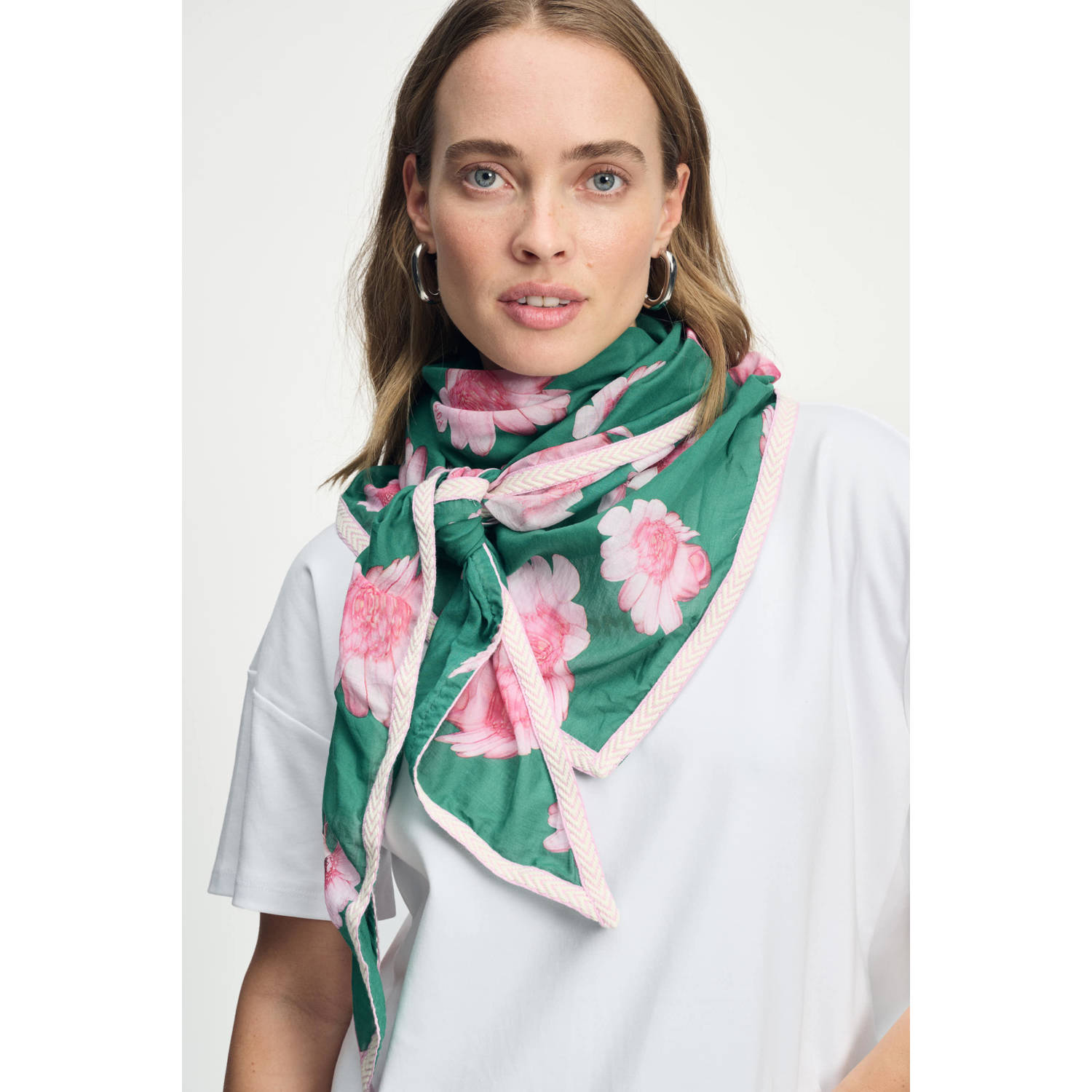 POM Amsterdam sjaal Meadow Flowers groen
