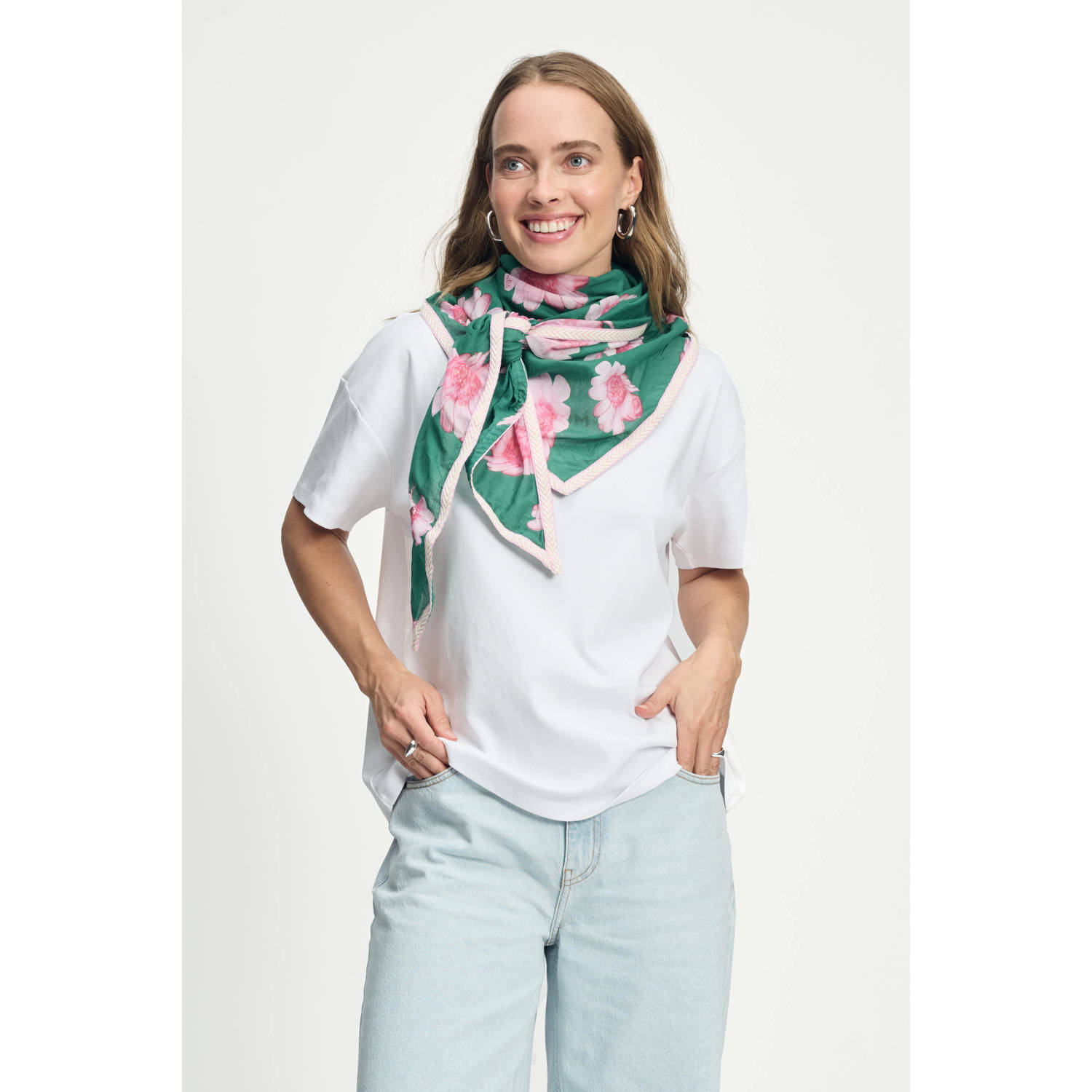 POM Amsterdam sjaal Meadow Flowers groen
