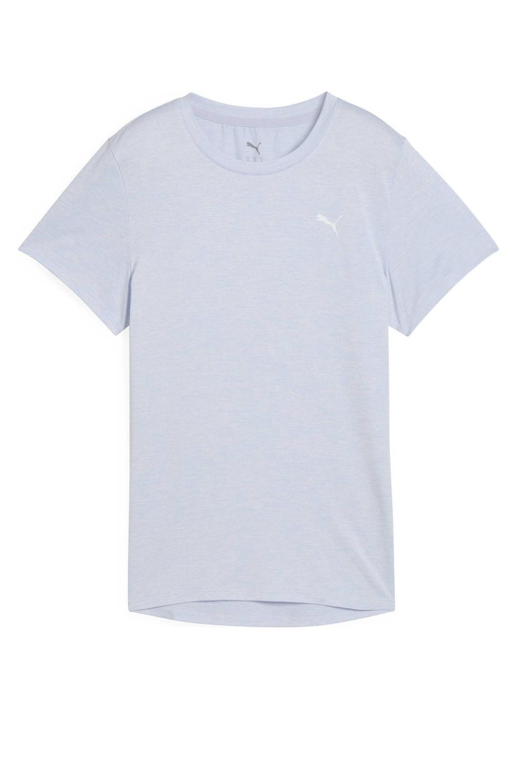 Grijs melange dames Puma sportshirt melange van polyester met korte mouwen en ronde hals