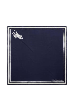 sjaal met logo donkerblauw