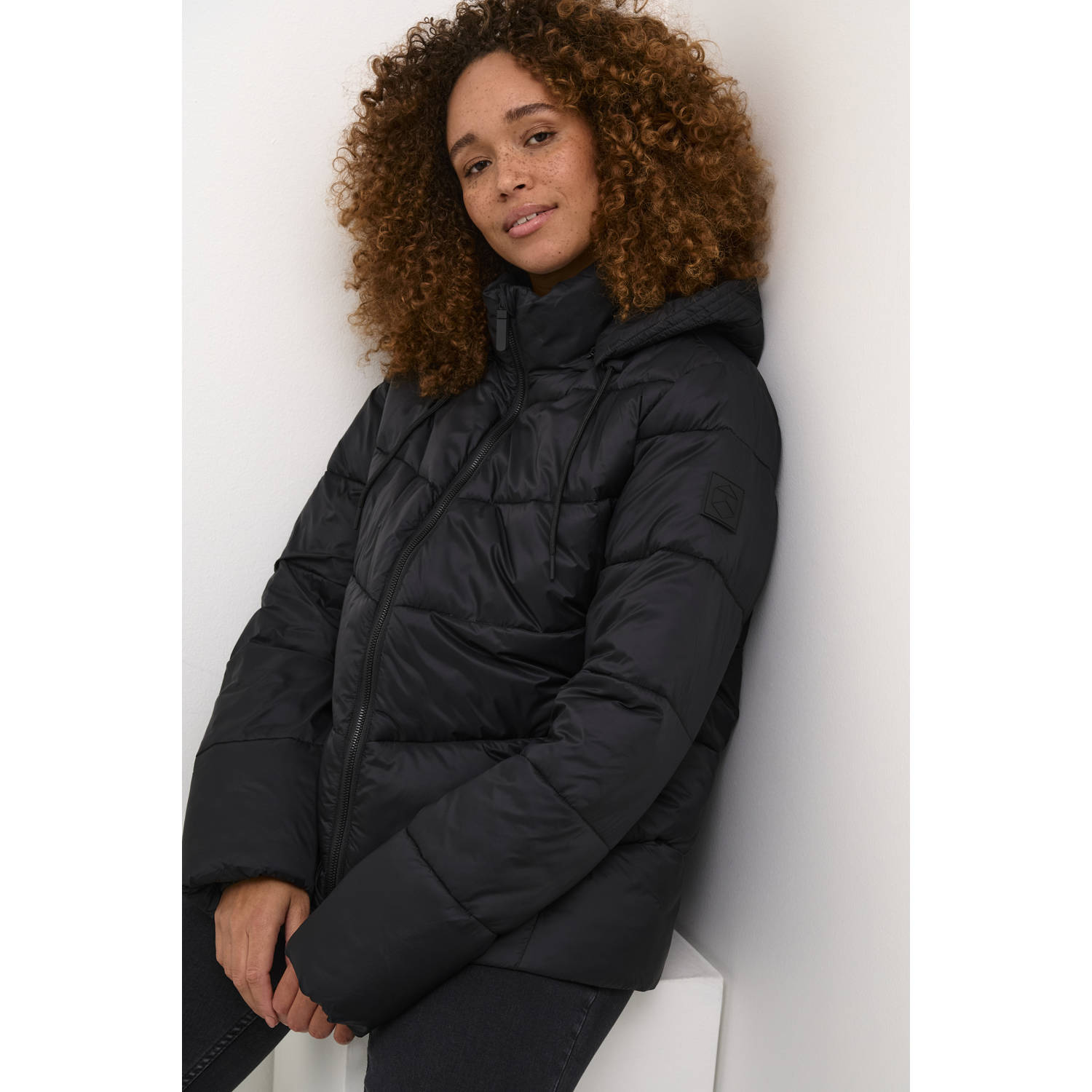Kaffe Gewatteerde Jas Zwart Diep Blauw Indigo Black Dames