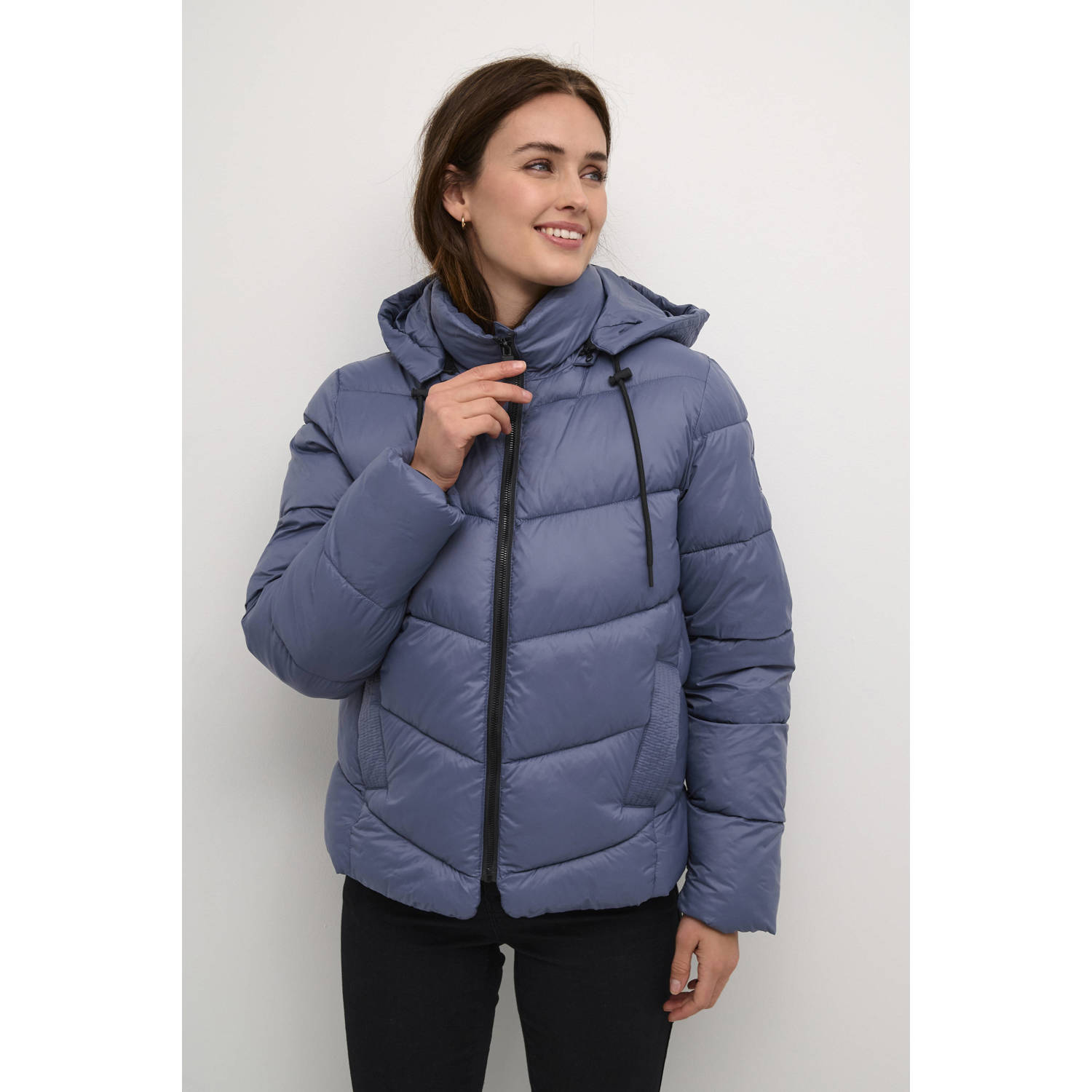 Kaffe Gewatteerde Jas Blauw Indigo Blue Dames