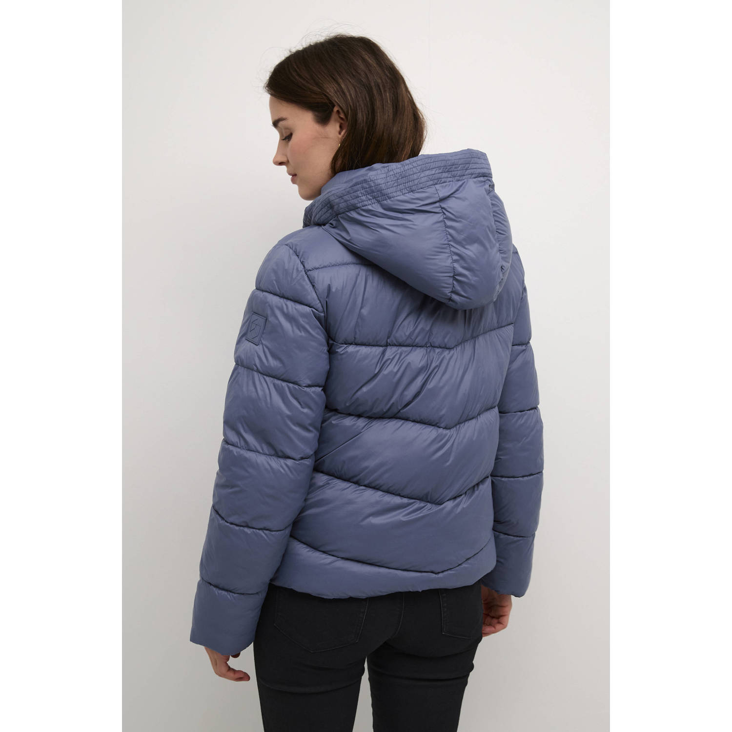 Kaffe gewatteerde winterjas blauw