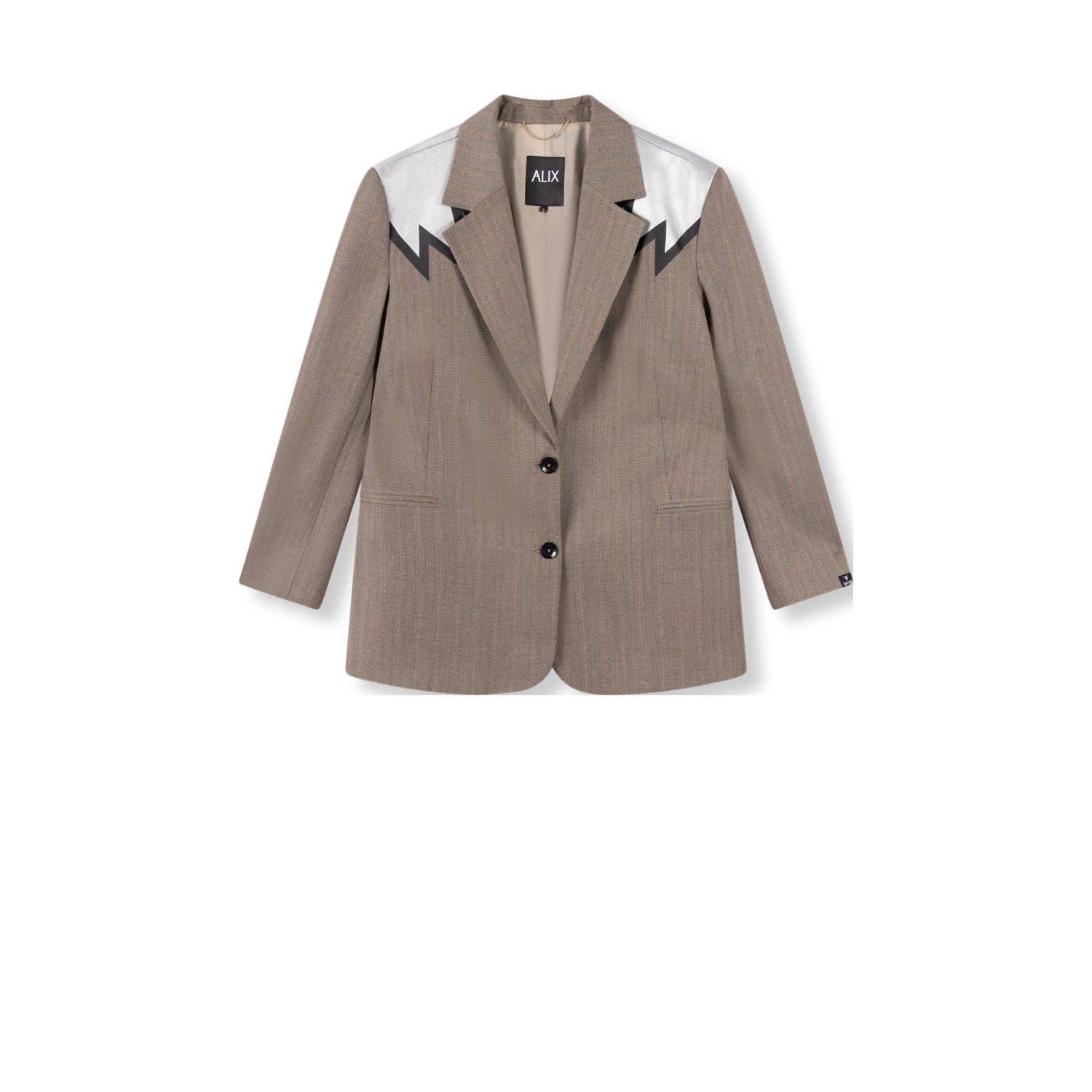 Alix The Label Stijlvol Geweven Blazer Beige Dames