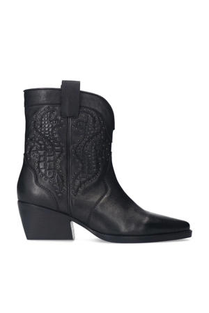 leren cowboylaarzen zwart