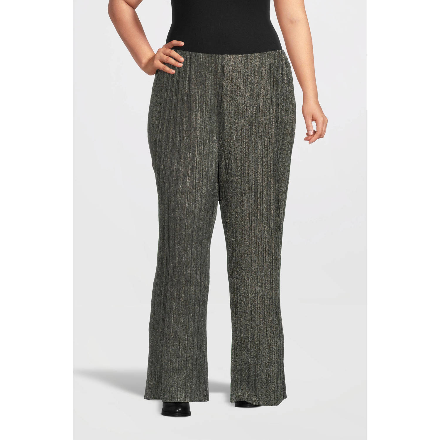 VERO MODA CURVE wide leg high waist broek zilver met glitter