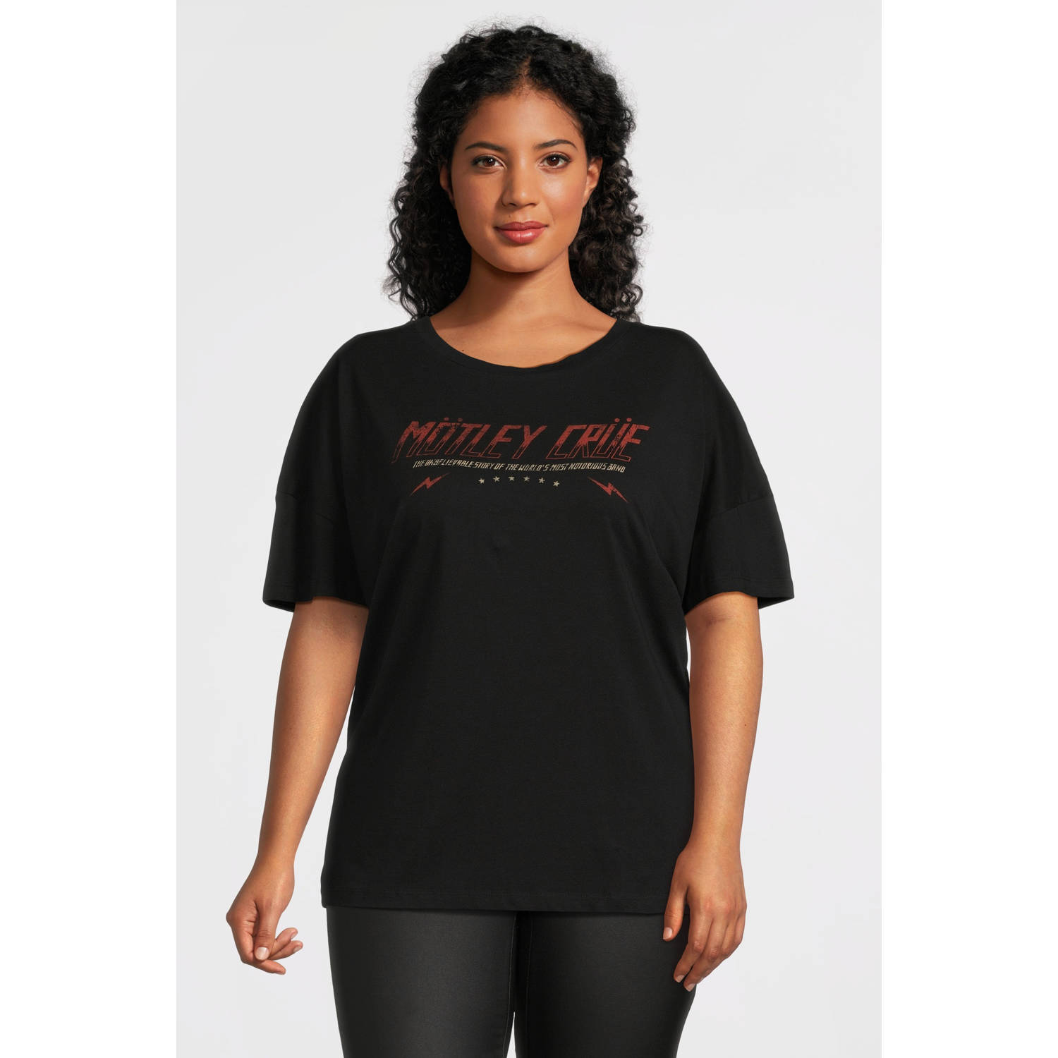 NOISY MAY Curve T-shirt NMIDA met backprint zwart