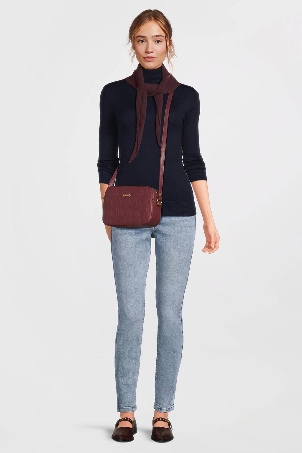 Medium blue denim dames Anytime regular waist skinny jeans gewassen van denim met rits- en knoopsluiting en effen