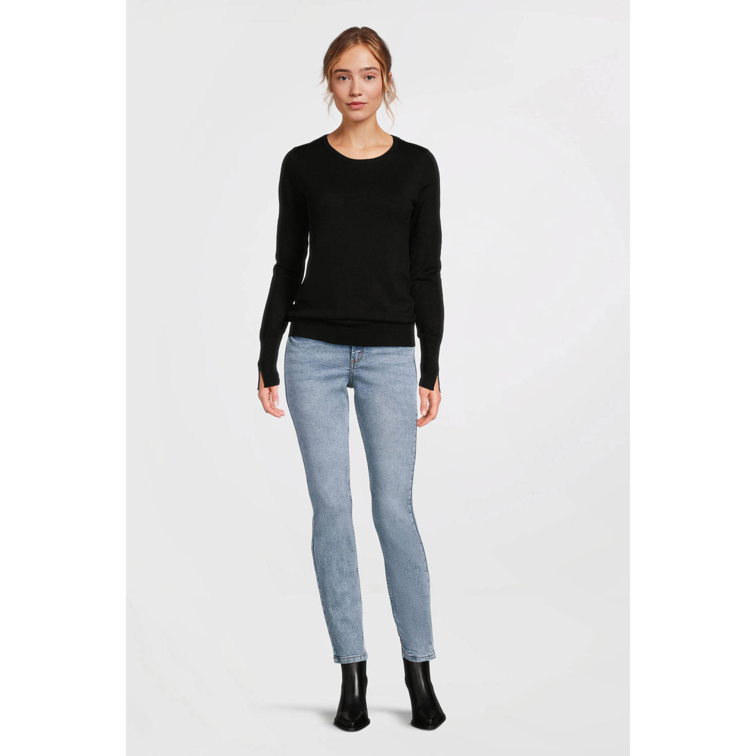 anytime regular waist skinny jeans gewassen blauw
