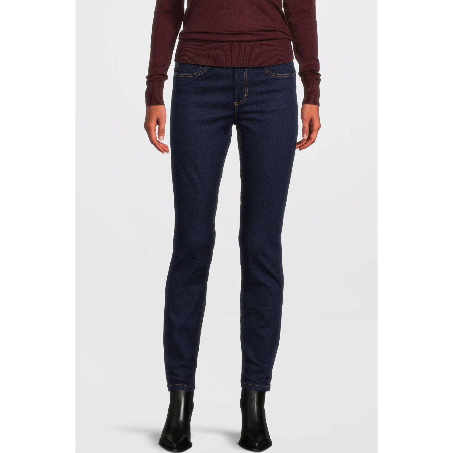 Anytime high waist skinny jeans donkerblauw