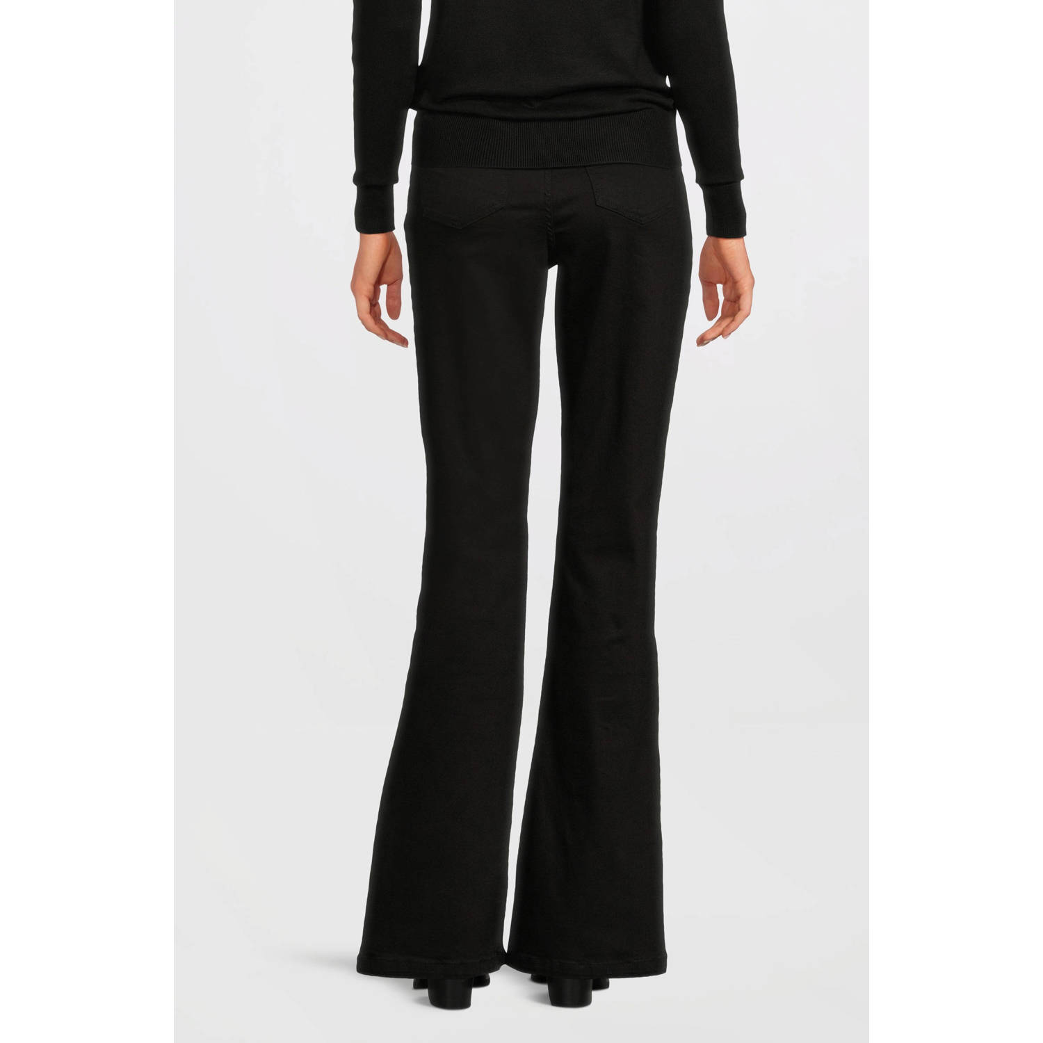 anytime high waist flared jeans zwart