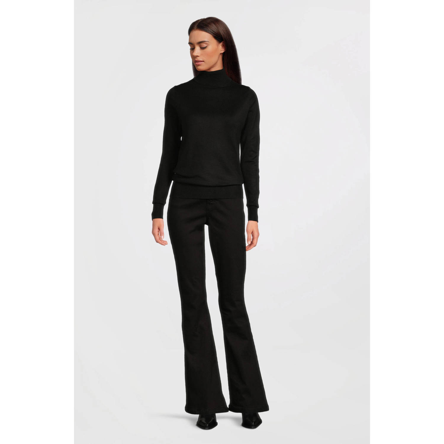 anytime high waist flared jeans zwart