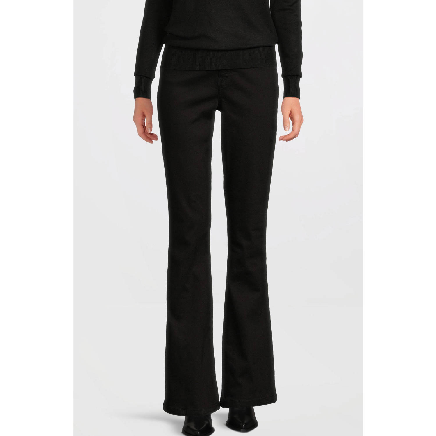 Anytime high waist flared jeans zwart