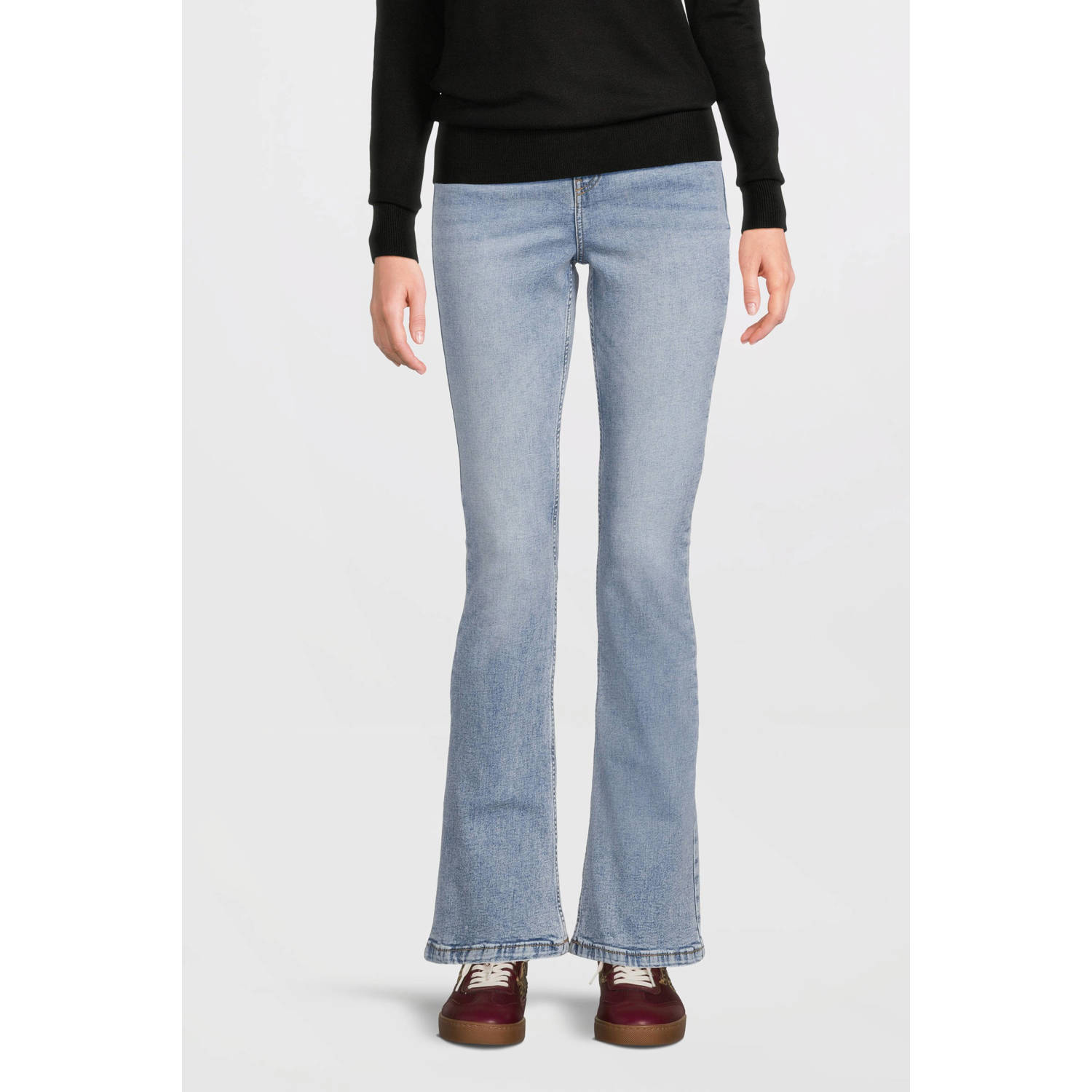 Anytime high waist flared jeans gewassen blauw