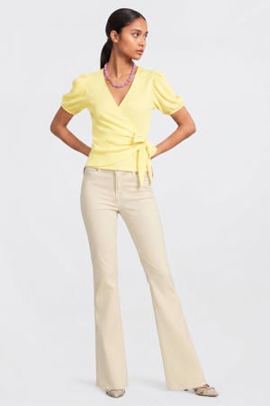high waist flared jeans ecru