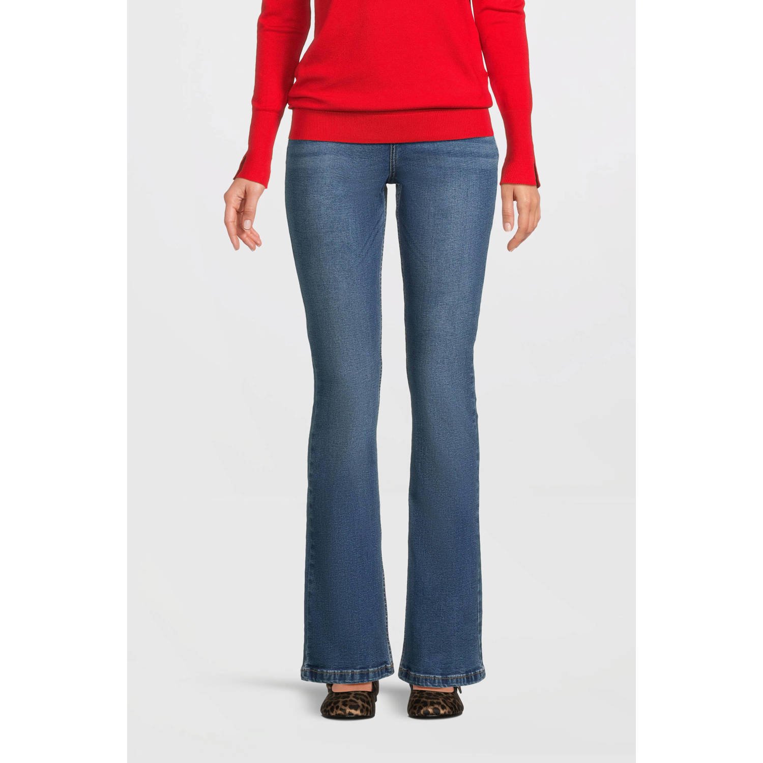 Anytime high waist flared jeans donkerblauw