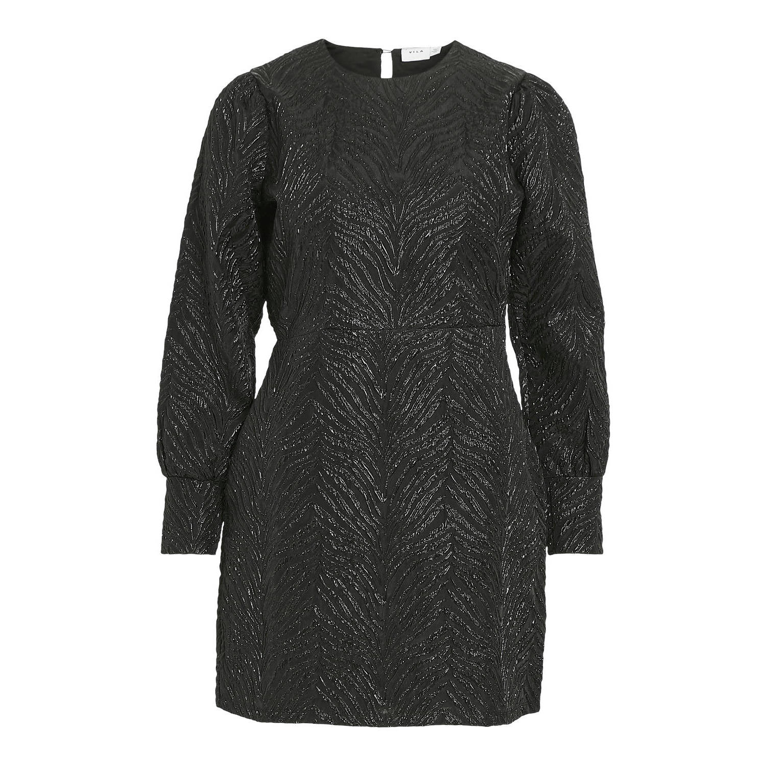 VILA jurk met all over print en glitters zwart