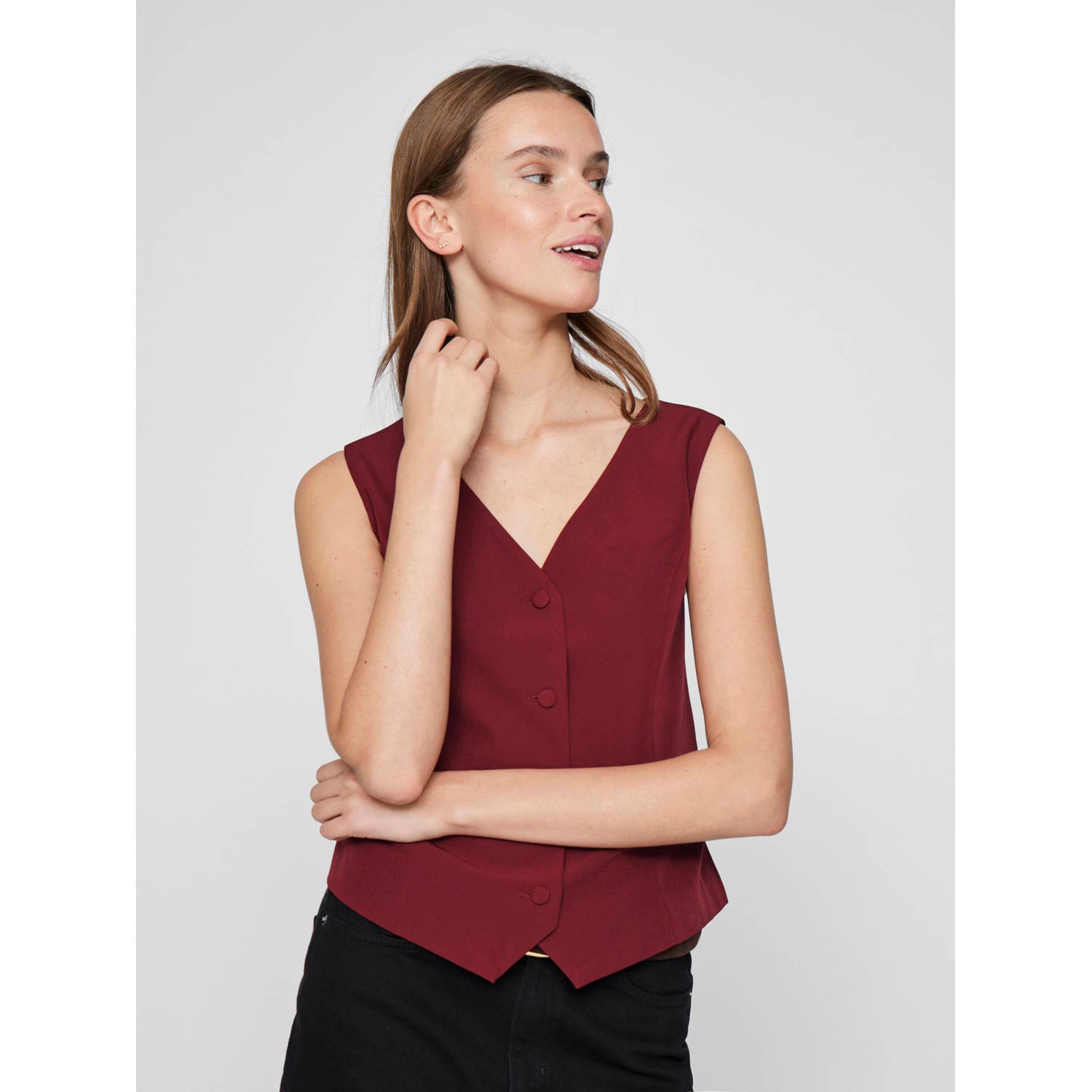VILA gilet donkerrood