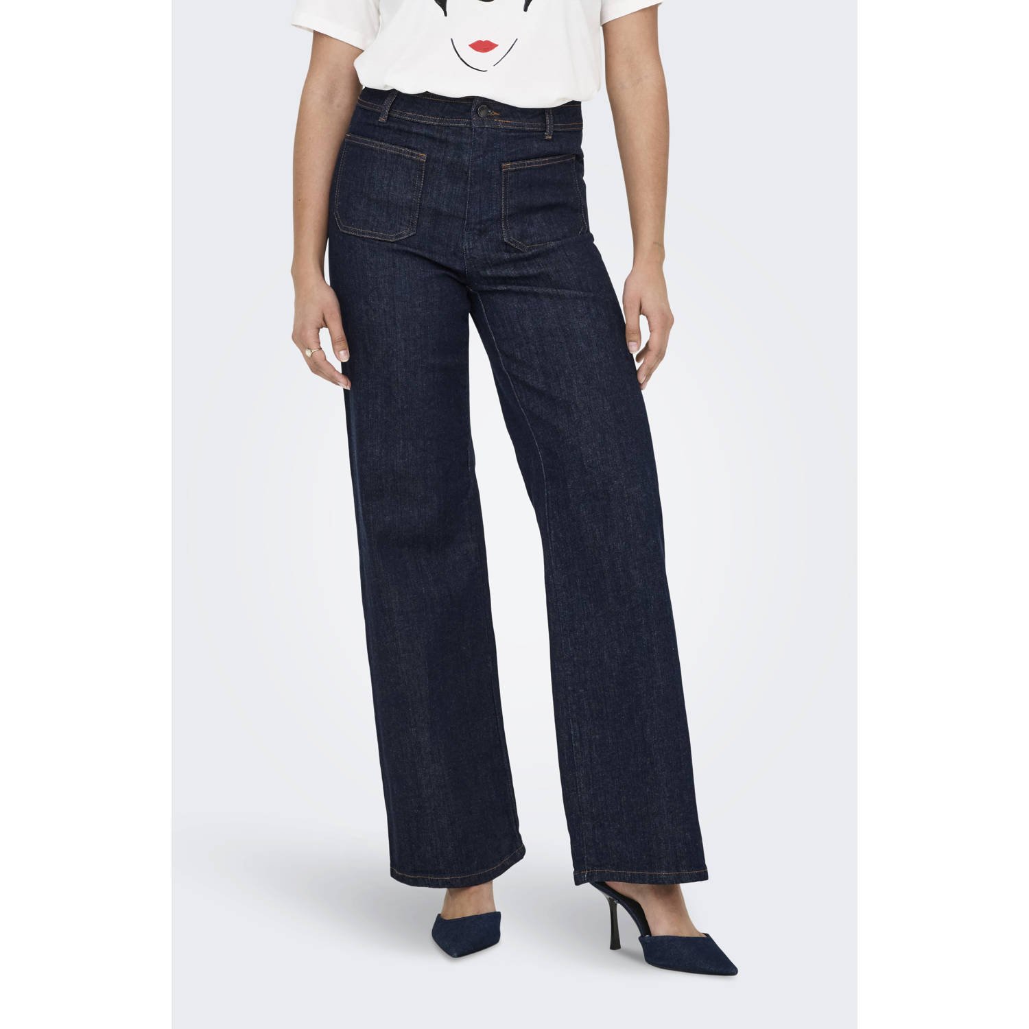 JDY high waist wide leg jeans VANESSA dark blue denim