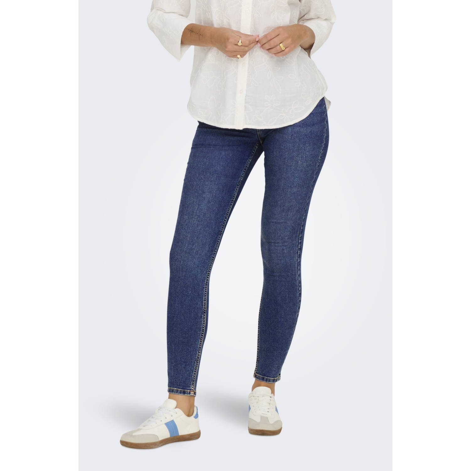 Jacqueline de Yong Hoge Taille Skinny Fit Jeans Blue Dames