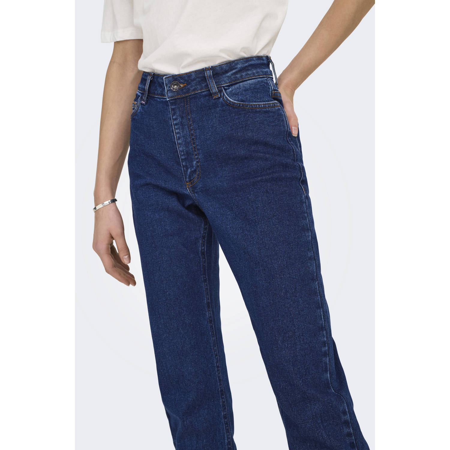 JDY high waist straight leg jeans LULLU dark blue denim