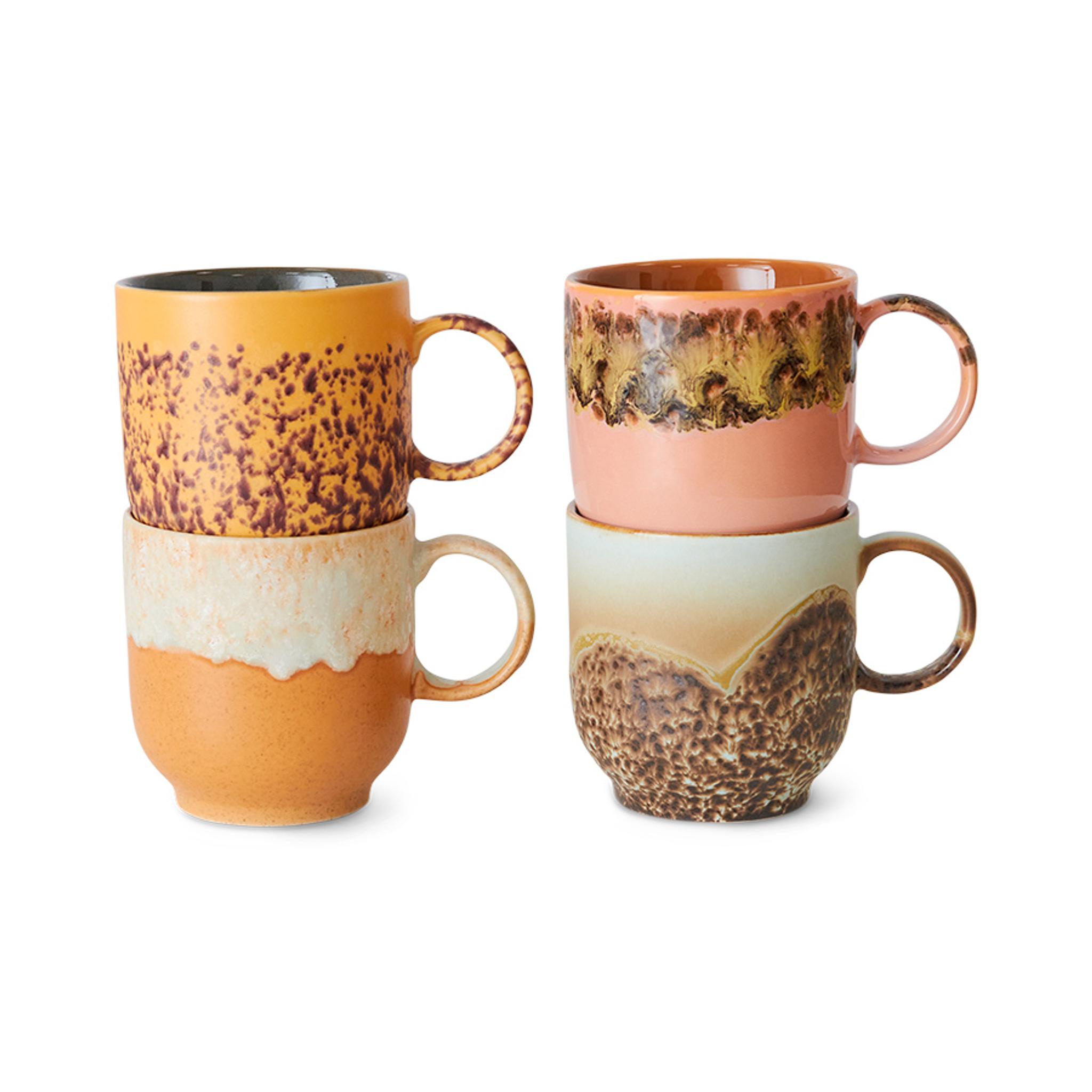 HKLIVING koffiekopje 70s (Ø8 cm) (250 ml) (set van 4) | wehkamp