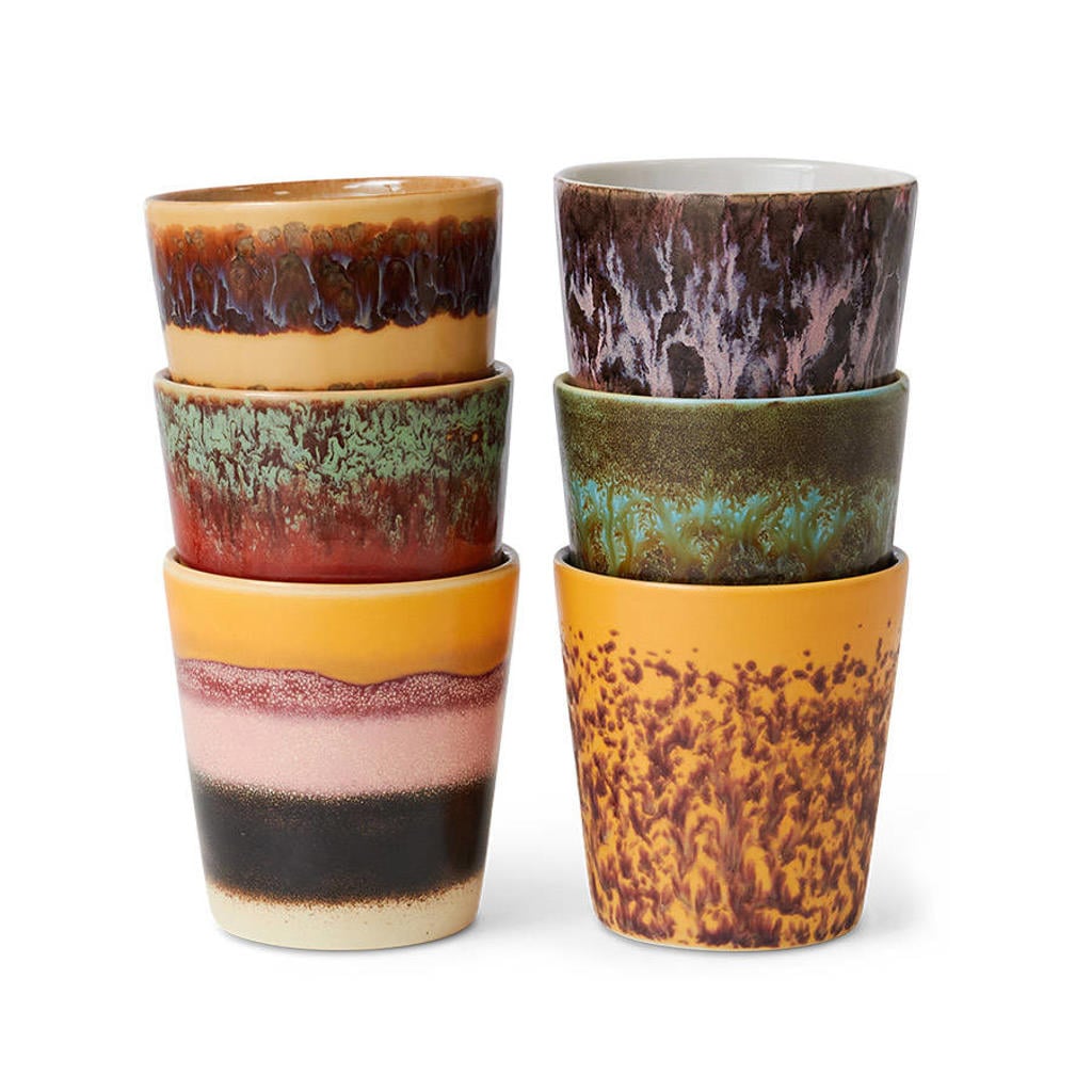 HKLIVING koffiekopje 70s (Ø7,5 cm) (180 ml) (set van 6)