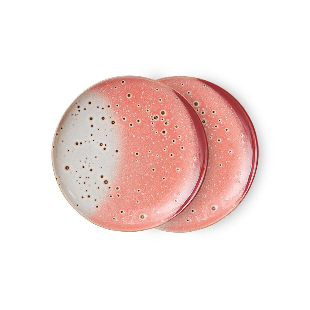 HKLIVING gebaksbord 70s (Ø17,5 cm) (set van 2)