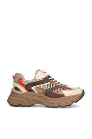 chunky leren sneakers bruin