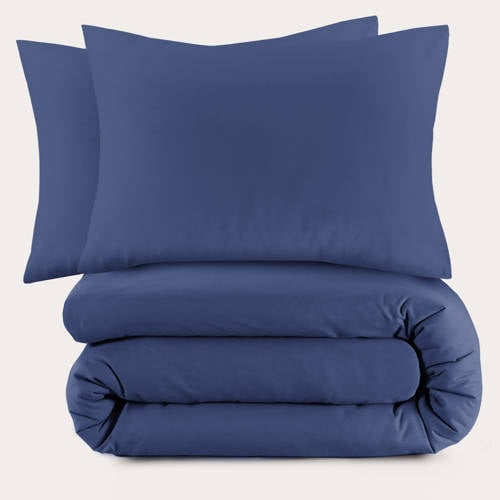 NOUS Living basis dekbedovertrek katoen donkerblauw (240x220 cm) afbeelding
