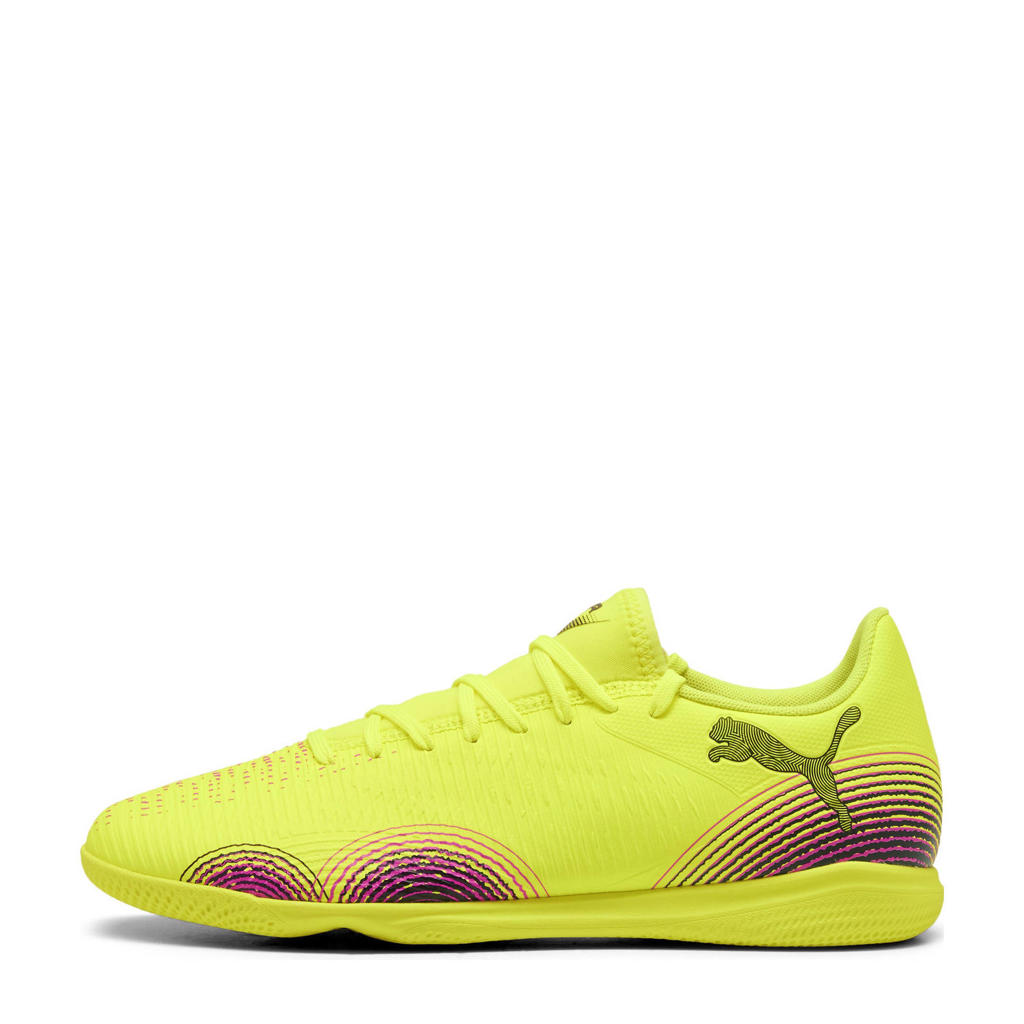 Geel, zwart en oranje heren Puma Future 8 Play IT senior voetbalschoenen van imitatieleer/voering: mesh/voetbed: eva