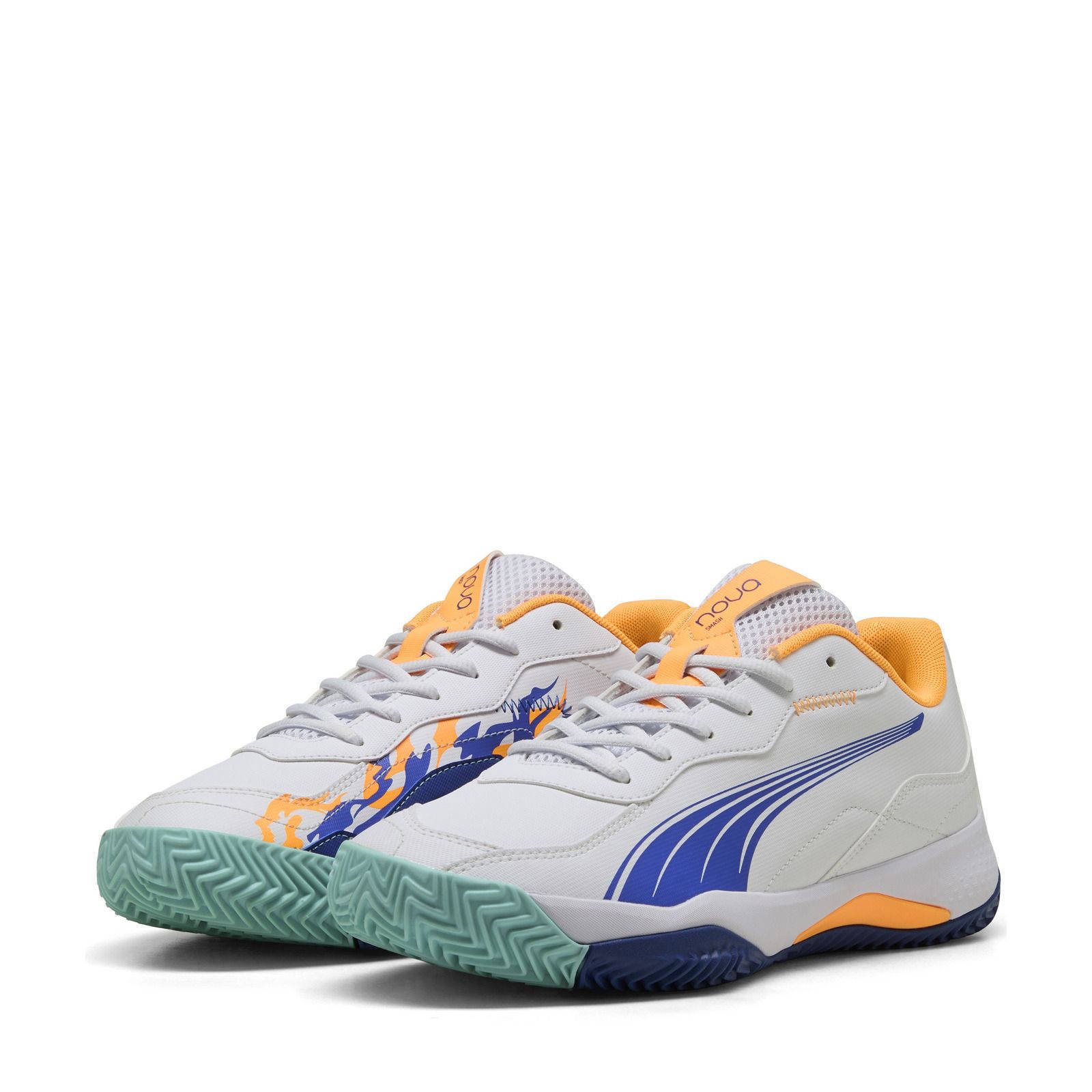 めん　 Puma Nova Smash padelschoenen wit/blauw/geel | wehkamp