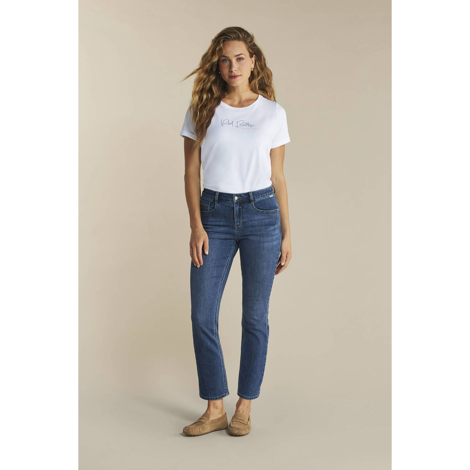 Red Button high waist straight leg jeans Kate stonewashed