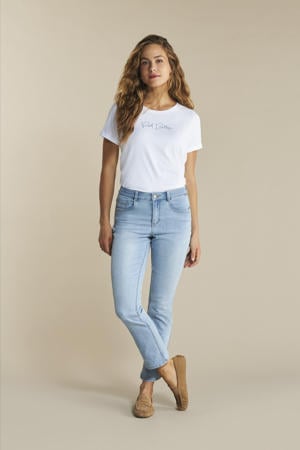 high waist straight leg jeans Kate light blue denim
