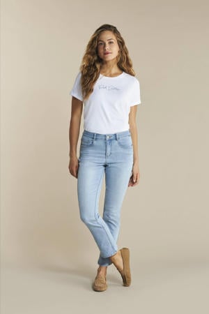 high waist straight leg jeans Kate light blue denim